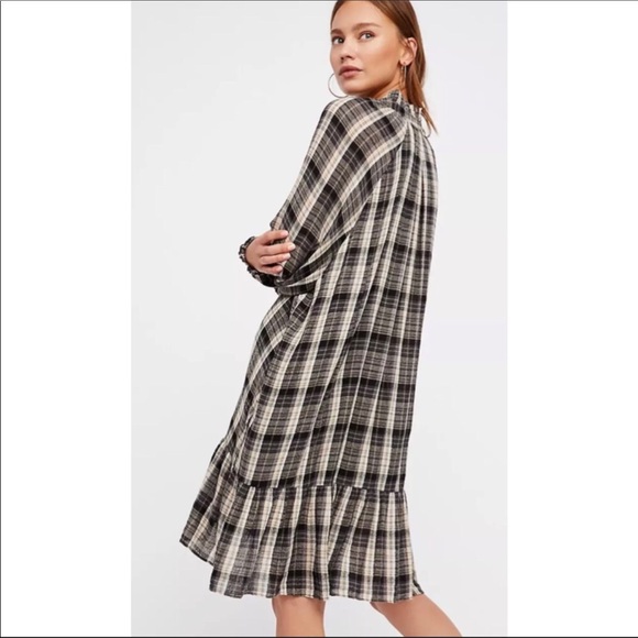 Free People Dresses & Skirts - Free People Red Moon Mini Dress Plaid Grey S